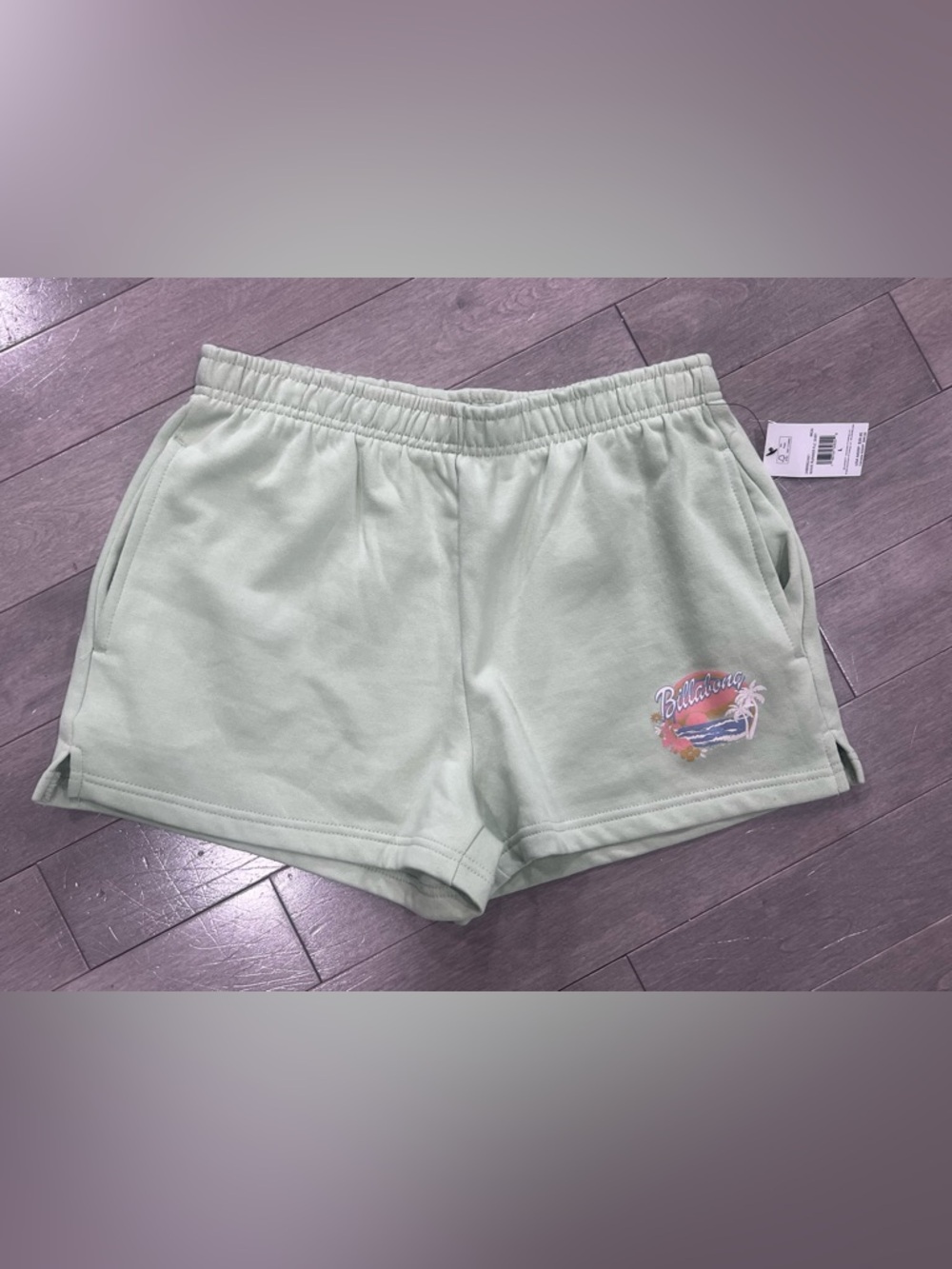 NWT Billabong Wave Runner Fleece Shorts, Mint Sage Green, Large